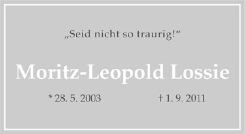  Traueranzeige für Moritz-Leopold Lossie vom 05.10.2012 aus Neue Westfälische